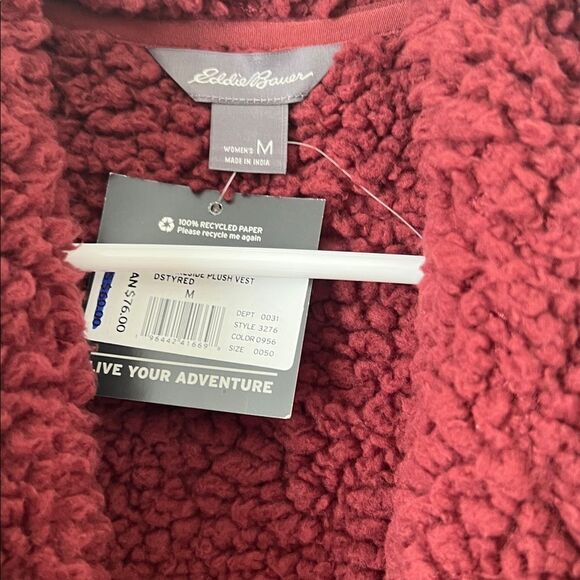 NWT Eddie Bauer Women's Maroon Sherpa Vest in Size M - Picture 3 of 8